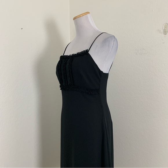 Vintage CDC Petites Y2K 90s Ruffle Spaghetti Strap Little Black Dress - Picture 4 of 14